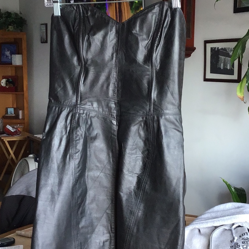 Black leather Mini Dress